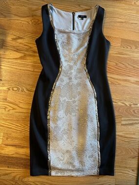 Jax Black Midi Dress with Silver Sequin Center